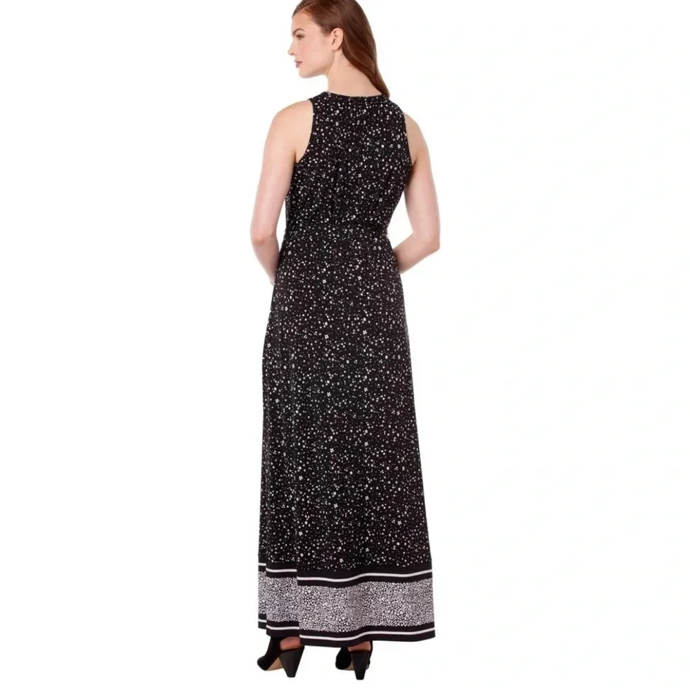 Michael Kors Nora Print Border Maxi Dress Size Medium